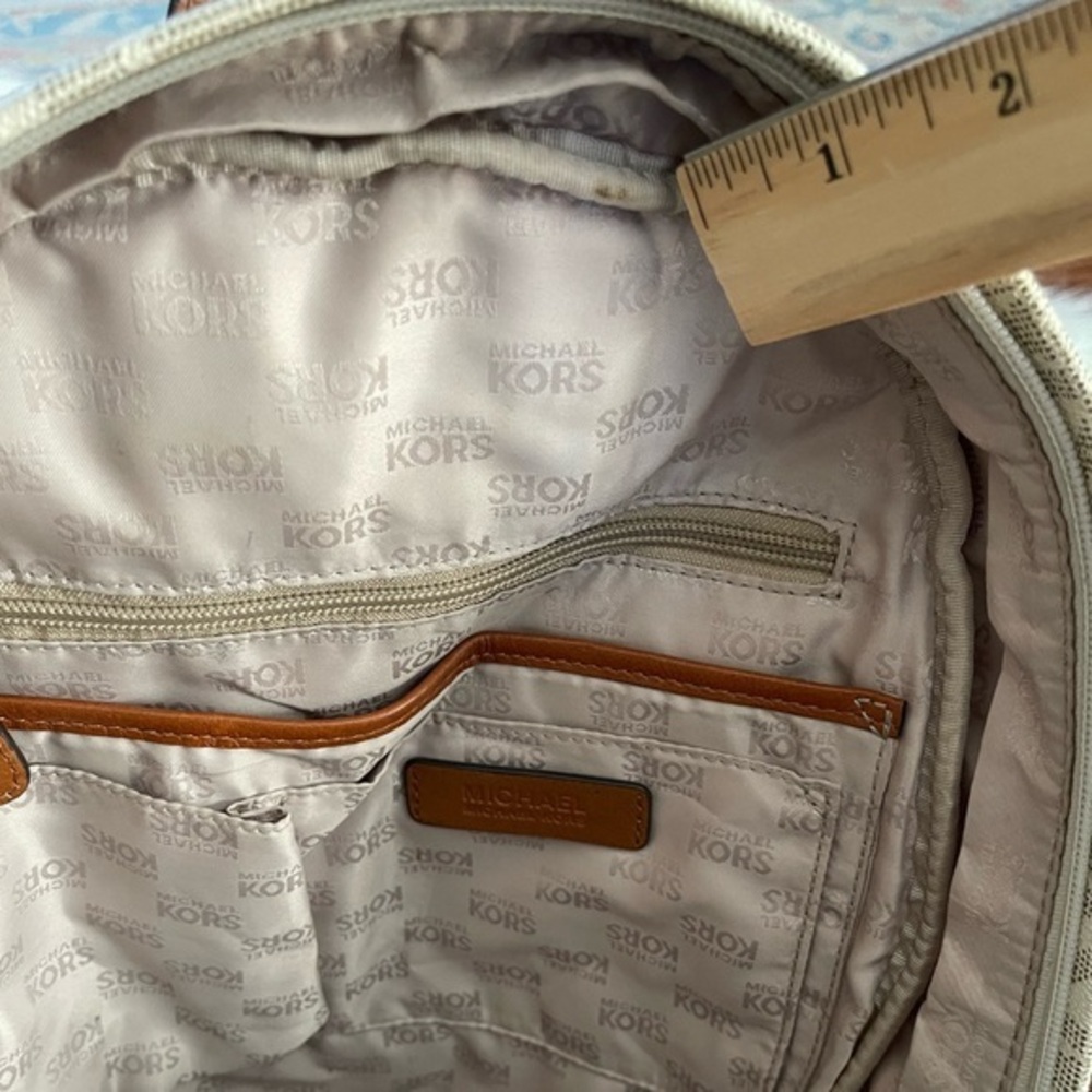 Michael Kors Beige Monogram jet set‎ signature backpack vanilla large leather - Picture 13 of 16